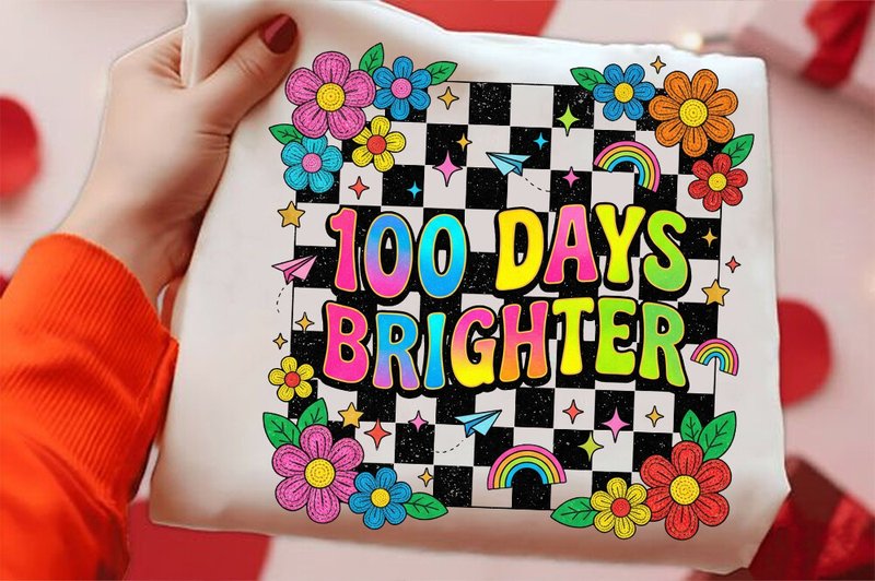 100 Days of School Bright PNG Graphic (by Tees Town)