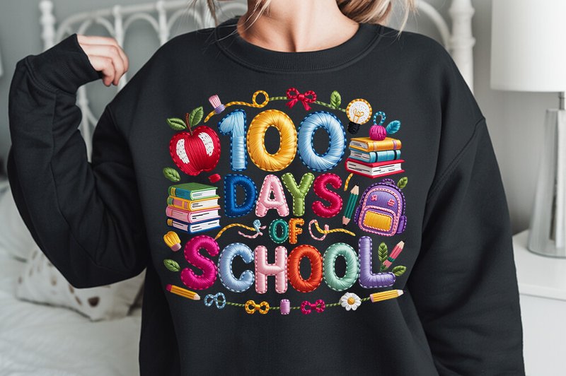 100 Days of School Design Graphic. (by Tees Town)