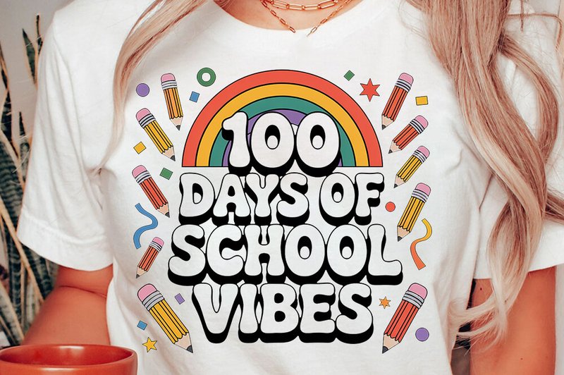 100 Days of School Graphic Design. (by Tees Town)