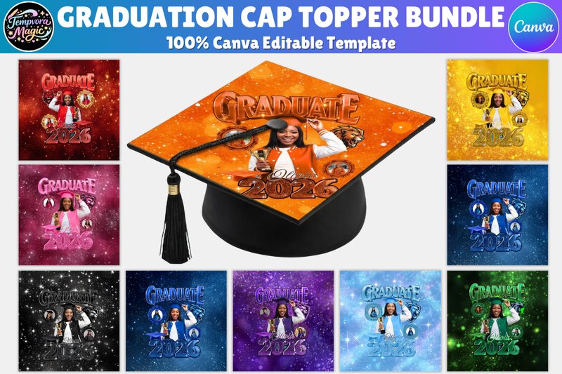 10X Graduation Cap Topper Canva Editable (by Canva Magic)