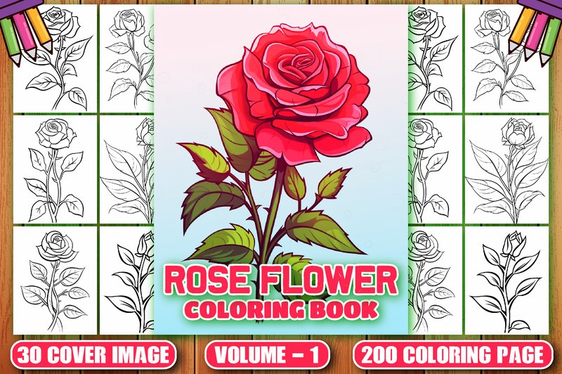 200 Rose Flowers Coloring Pages Adults (by CockPit)