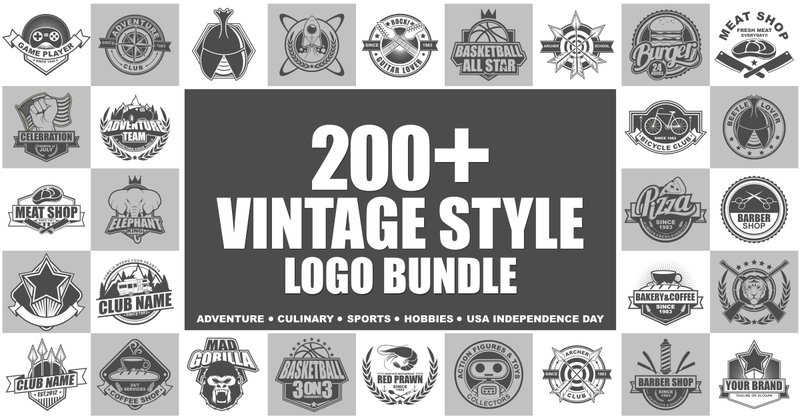 200+ Vintage Style Logo Bundle (by azkaryzki)