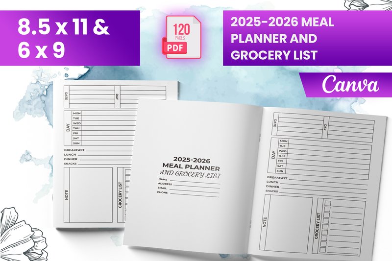 2025-2026 Meal Planner and Grocery List (by Boss Designer)