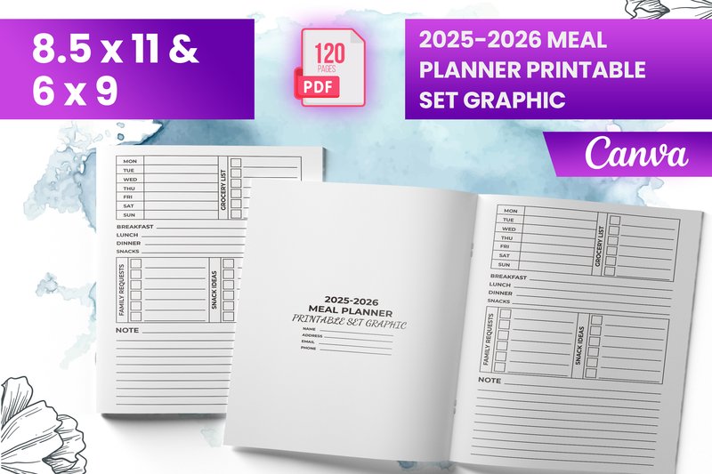 2025-2026 Meal Planner Printable Set Graphic (by Boss Designer)