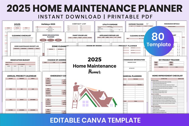 2025 Home Maintenance Planner for Canva (by Shumaya)