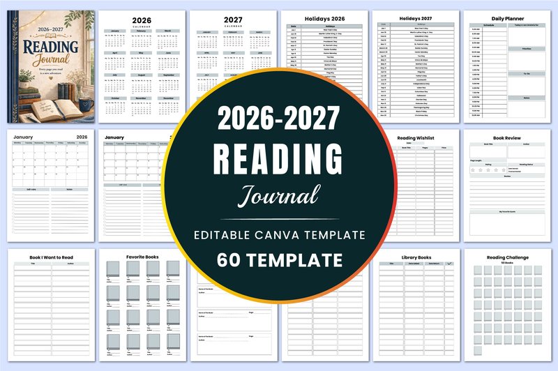 2026–2027 Reading Journal KDP Interiors (by Shumaya)