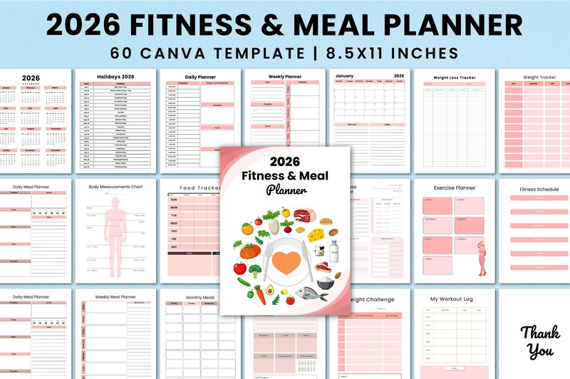 2026 Fitness & Meal Planner for KDP (by Shumaya)