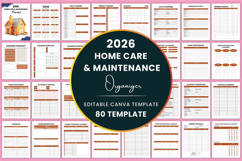 2026 Home Care & Maintenance Organizer (by Shumaya)