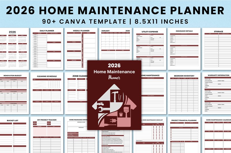2026 Home Maintenance Planner for Canva (by Shumaya)