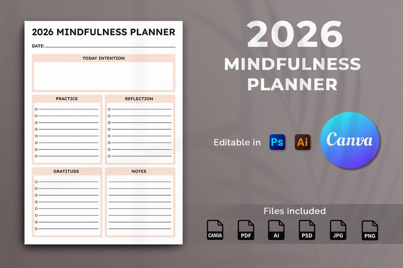 2026 Mindfulness Planner Template (by Pugazh Logan)