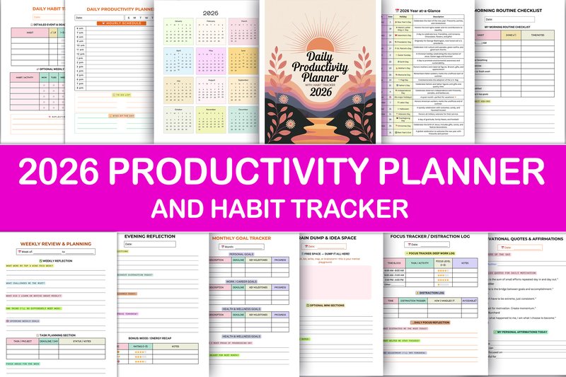 2026 Productivity Planner Habit Tracker (by KDP Studio)