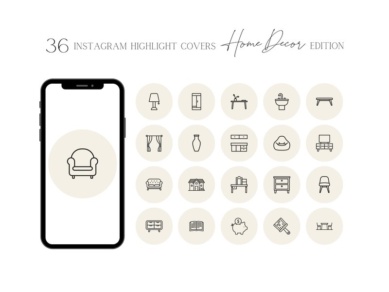 36 Instagram Highlight Covers Home Decor (by Business Chic Studio)