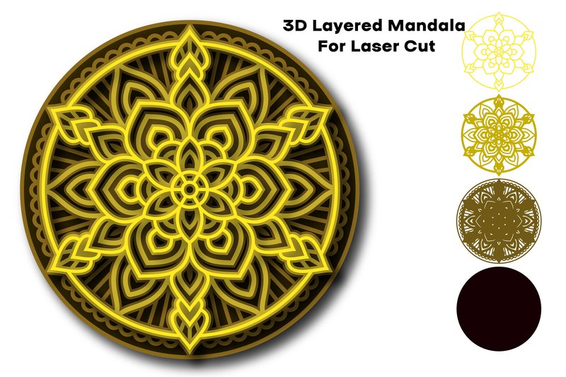 3D Layered Mandala SVG Files (by yulnniya)