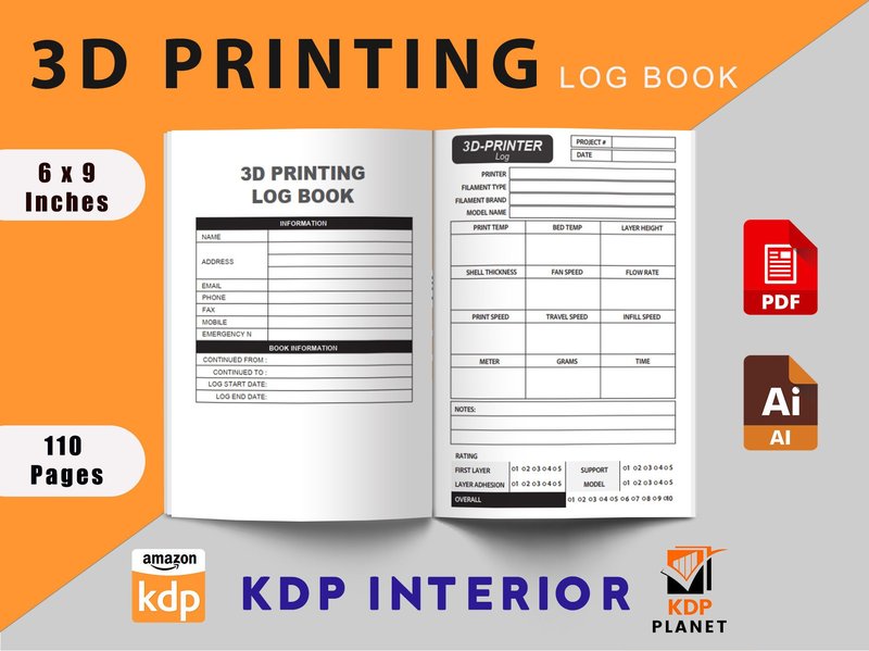 3D Printing Log Book (by KDP Planet)
