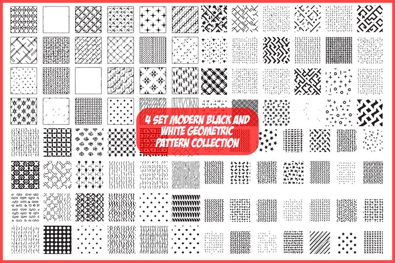 4 Set Modern Geometric Patterns (by Robin_Store)