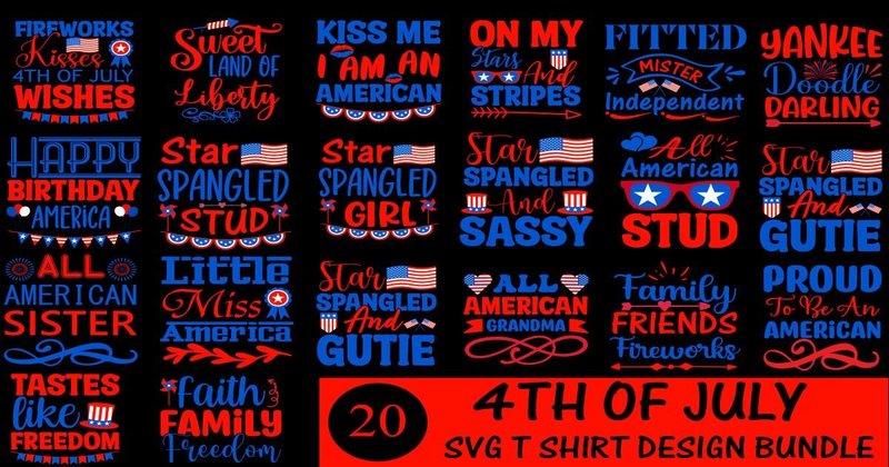 4th of July SVG T-Shirt Design Bundle (by Happy Crafts Designs)