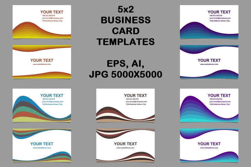 5x2 Wavy Business Card Templates (by davidzydd)