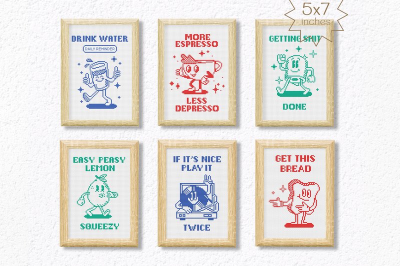 6 Trendy Quote Cross Stitch Patterns PDF (by CrossWithMe)