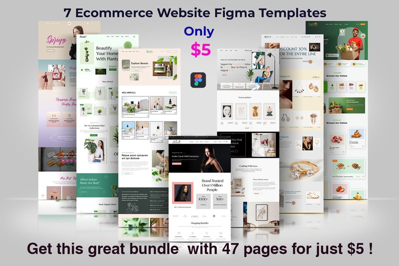 7 Ecommerce Website Figma Templates (by shahtech50)