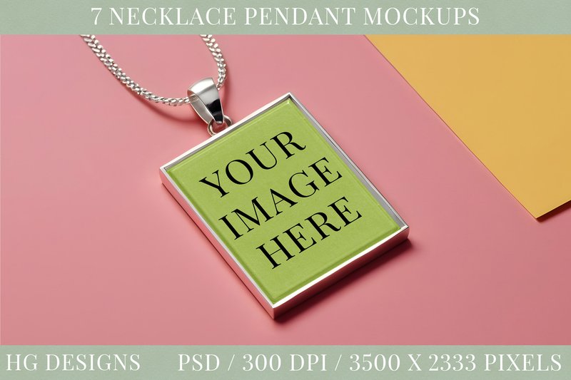7 Necklace Pendant Jewelry PSD Mockups (by HG Designs)