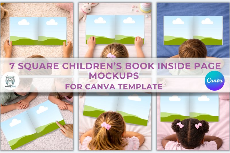 7 Square Children’s Book Mockups (by HootyOwl)