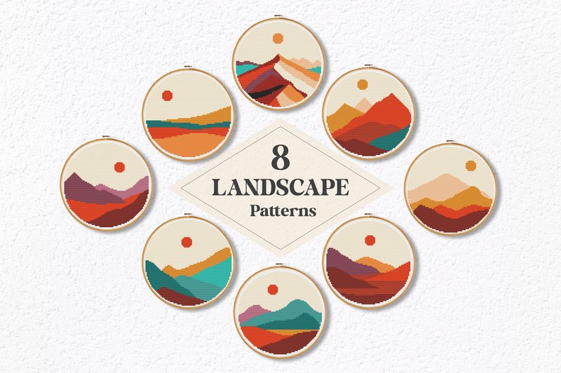 8 Landscapes Cross Stitch Patterns PDF (by CrossWithMe)