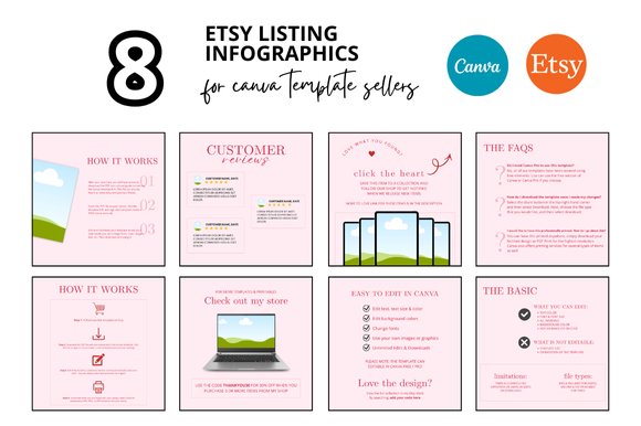 8 Pink Etsy Listing Infographics (by FolieDesign)