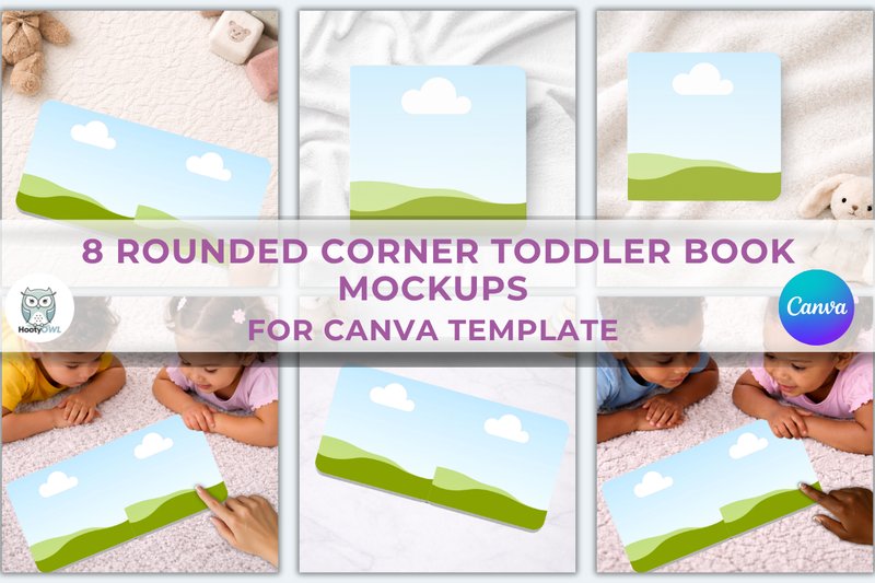 8 Rounded Corner Toddler Book Mockups (by HootyOwl)