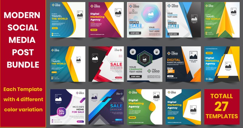 Abstract Modern Social Media Post Bundle (by SAVA STORE)