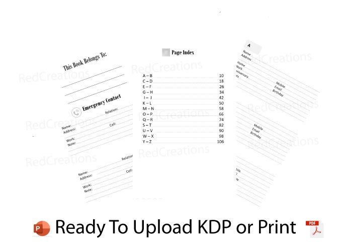 Address Book for KDP Low Content Book (by RedCreations)