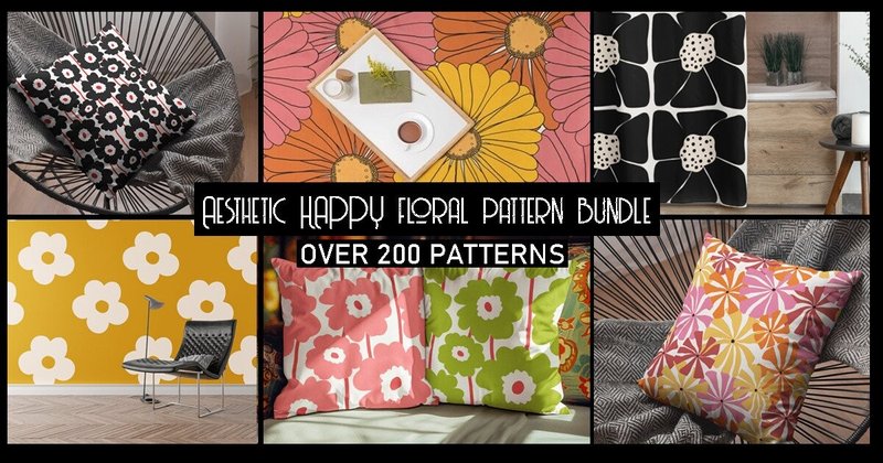 Aesthetic Happy Floral Pattern Bundle (by TijanaARTStudio88)