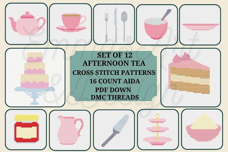 Afternoon Tea Cross Stitch Patterns (by Emma's Art & Design Co)