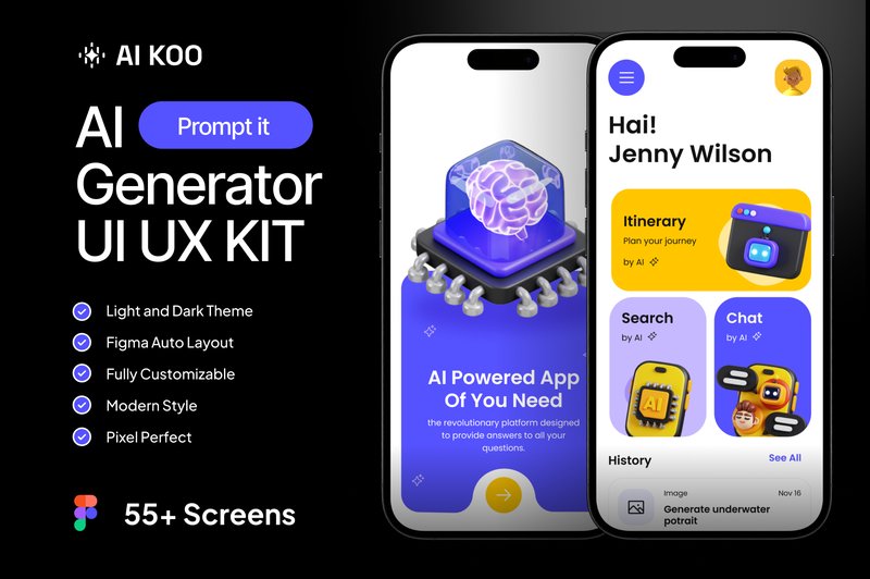 AI Koo - Ai Generator UI UX KIT (by dpopstudio)