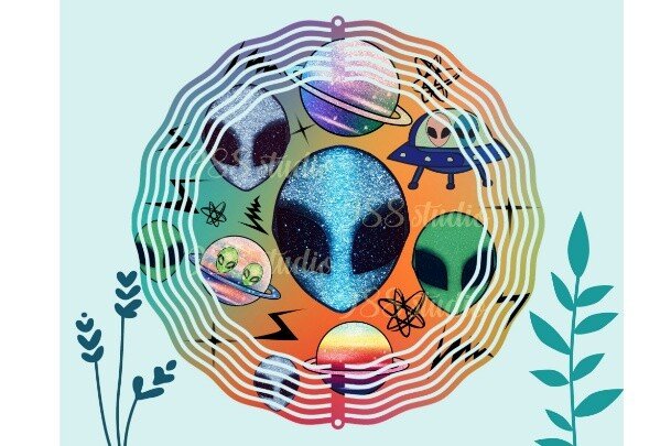 Alien Wind Spinner Sublimation Space Art (by 988 studio Jay)