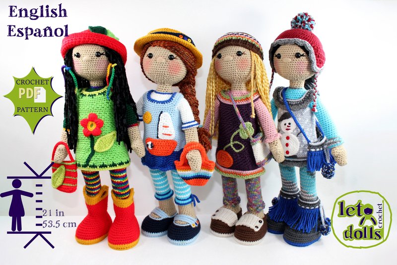 All Seasons Friends Crochet Doll Pattern (by LetoDollsCrochet)