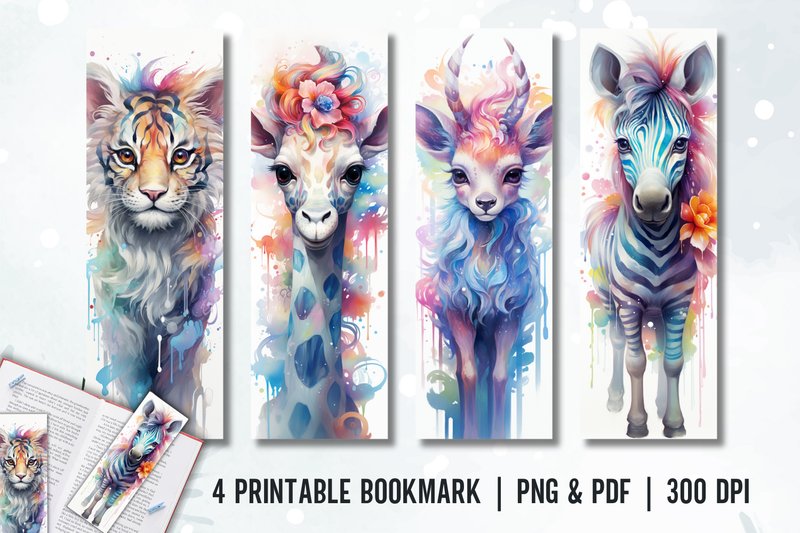 Animals Printable Bookmark Designs (by Babydell Art)