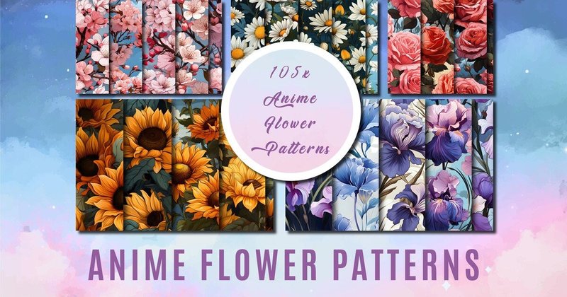 Anime Flower Patterns Mega Bundle (by Asad Jamil)