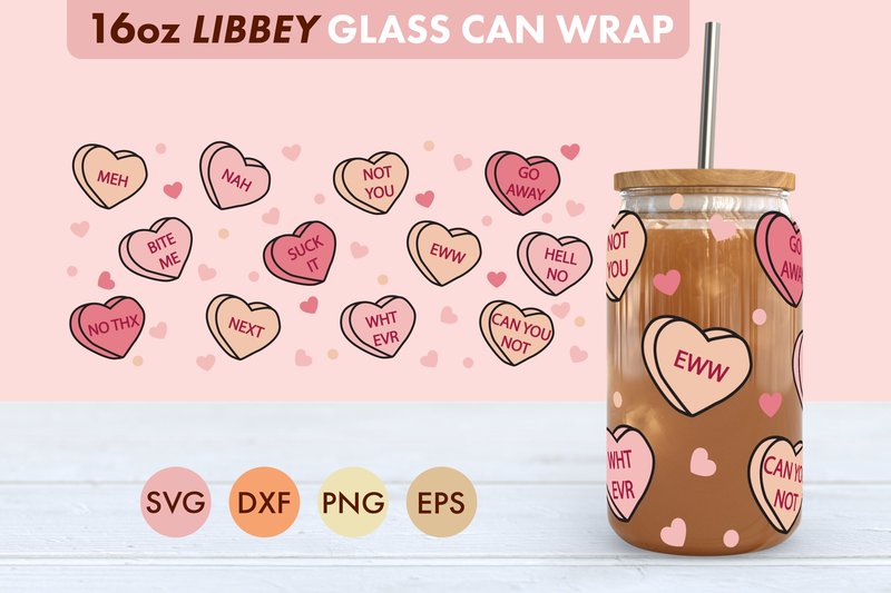 Anti Heart Candy 16 Oz Libbey Glass SVG (by freelingdesignhouse)