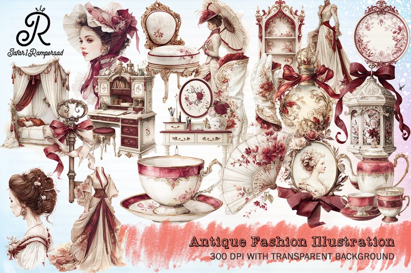 Antique Fashion Illustration Clipart (by Jafar1Rampersad)