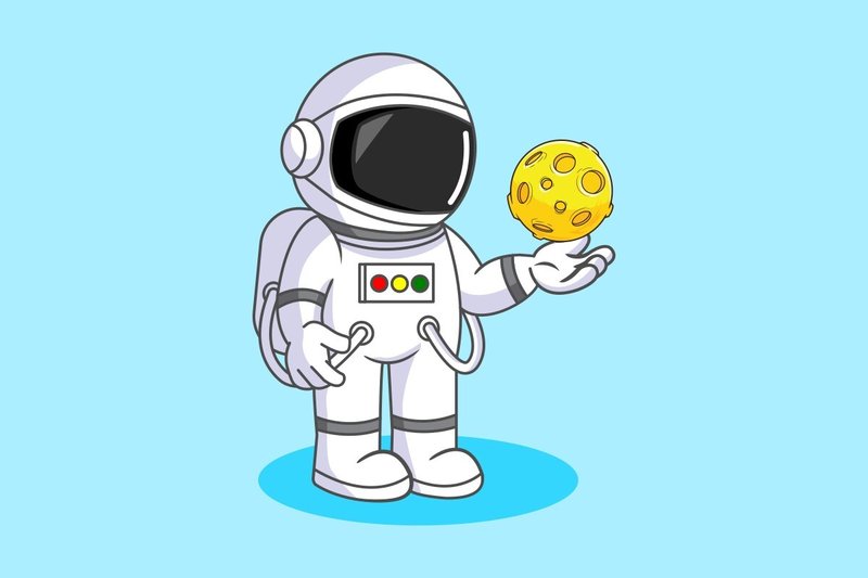 Astronaut Holding a Small Yellow Moon (by deevector)