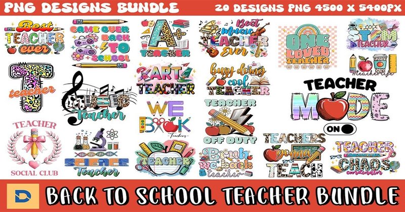 Back School Teacher Sublimation Bundle (by DaFlowerChild)