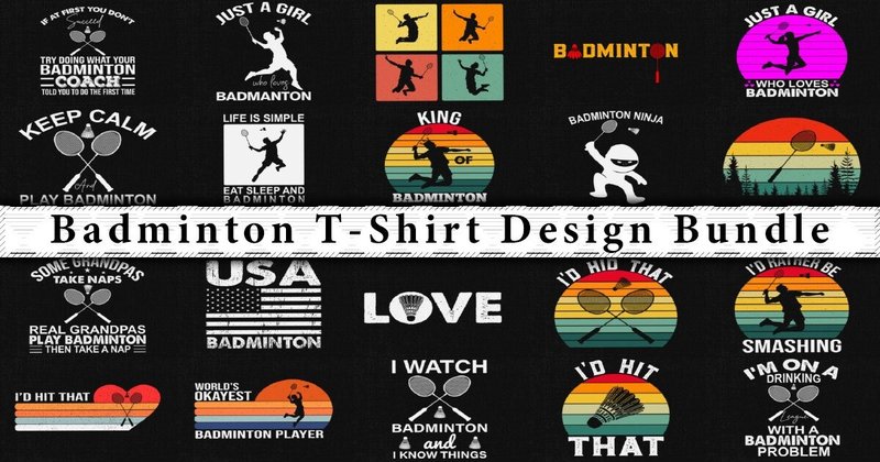 Badminton Retro Sports Design Bundle (by svgdecor)