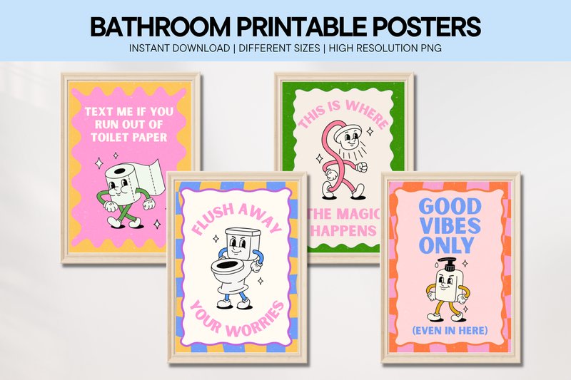 Bathroom Quotes Groovy Wall Art Poster (by Anny Sketches)