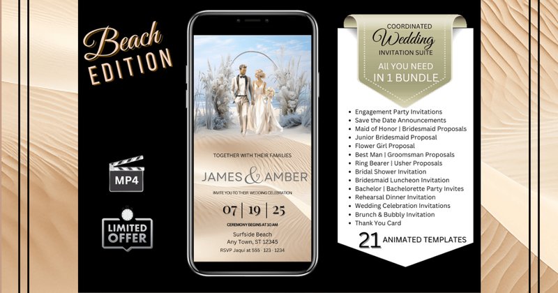 Beach Wedding Invitations Bundle (by Studio21)