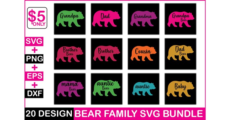 Bear Family SVG Bundle (by BlackDogsMedia)