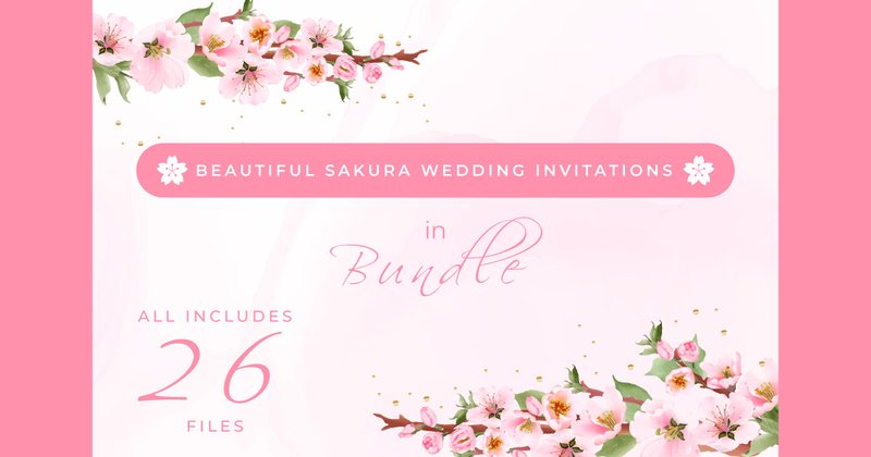 Beautiful Sakura Wedding Invitations Bundle (by Theresia Studio)