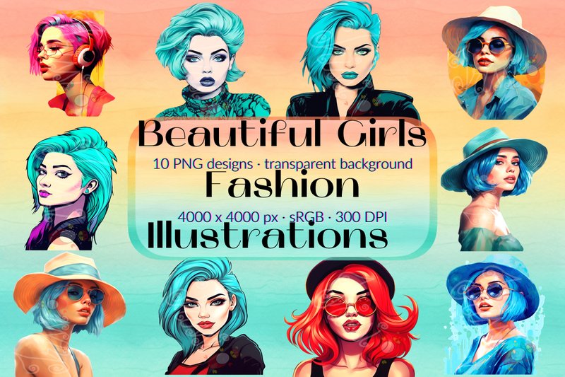 Beautiful Woman Fashion Illustration Set (by imperfectirissio)
