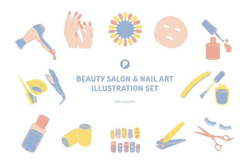 Beauty Salon & Nail Art Illustration Set (by peterdraw)