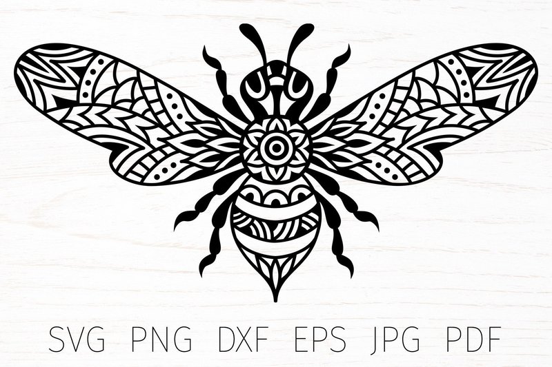 Bee Svg, Bee Mandala Svg, Zentangle Bee (by digital rainbow shop)