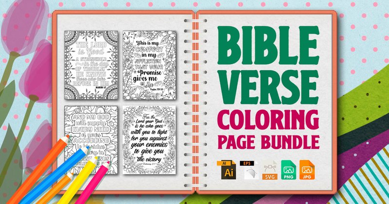 Bible Verse Coloring Page Bundle (by Graphicyes)